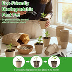 Baxrou 120 Pack 3.15 Inch Peat Pots Plant Starters for Seedling, Herb Seed Starter Pots Kits, Garden Germination Nursery Pot wit 30 Plant Labels, 2 Transplant Tools.