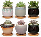 3.5 Inch Succulent Pot with Drainage,Planting/Flower Pots,Small Planter for Mini Plant Ceramic Flowing Glaze Base Serial Set with Holes