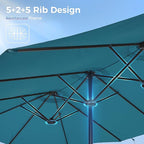SUPERJARE 13FT Outdoor Umbrella for Patio, Double sided Pool Umbrellas with Fade Resistant Canopy, Large Table Umbrella for Deck, Market, Backyard - Lake Blue