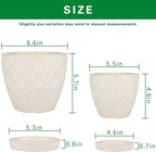 Docrin Ceramic Plant Pots Indoor, 6.6 + 5.5 Inch Planters with Drainage Holes and Saucer for Home/Office - Set of 2 /White