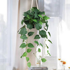 alyptus Fake Hanging Plants Artificial Decor Indoor Realistic Silk Devil's Ivy Hanging Potted Plants Faux Greenery Plant Pothos Vines with Pot for Home (Hanging Pothos - Green)
