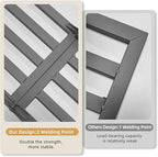 Plant Stand Indoor Outdoor, Foldable Metal Plant Shelf for Multiple Pots, Mid Century Slatted Bench for Patio Garden, Heavy Duty Capacity 330 lbs 2 Pack Grey