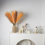 LSKYTOP Orange Pampas Grass Decor,23Inch 12pcs Faux Pampas Grass Bouquets Artificial Pampas Fake Pampas Flower for Home Living Room Bedroom Vase Decor
