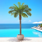 6FT Artificial Coconut Palm, Faux Coconut Silk Palm Tree, Tropical Fake Trees for Indoor Outdoor, Large Sago Palm Plant for Home Office Garden Patio Poolside, 1 Pack