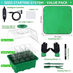 5 Packs Seed Starter Tray with LED Light, Upgraded 60 Cells Seed Starter Kit, Adjustable Brightness & Timing & Vents, Professional Seed Germination Kit for Indoor & Outdoor Plant Growing