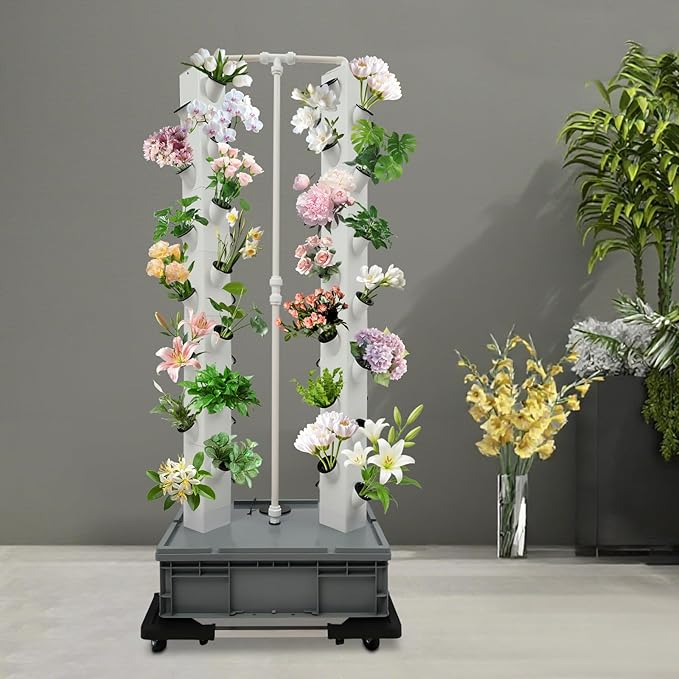 Hydroponic Growing System, 56-Plant Hydroponic Tower Outdoor Indoor Garden Vertical Planter Germination Kit with Water Pump, Intelligent Water Circulation & Timer Herb Garden kit for Gardening Lover