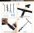 2 in 1 Hand Auger Spiral Drill for Planting, 6 X 42.9inch Post Hole Digger Manual Auger for Fence Posts, Sand, Bulb,Seedlings, Tree, Mail Box, Manual Garden Spiral Hole Digging Drill with Non-Slip.