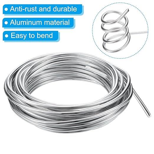 PATIKIL 6mm Bonsai Training Wire, 1 Roll Floral Wire Stems Anodized Aluminum Tree Wire 32.8 Feet Total for Gardening Branch Fixing, Silver