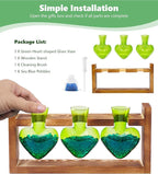 Nacome Plant Terrarium Propagation Stations: Mothers Day Gifts for Mom Plant Lovers Women Wife Daughter - 3 Bulb Glass Vase with Wooden Stand Tabletop for Hydroponics Home Garden Decor(Green)