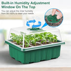 10 Pcks Seed Starter Tray 120 Cells Seed Starter Kit with Humidity Dome, Seed StartingTrays for Seed Seedling Planting Starter, Mini Greenhouse Plant Germination Trays（Green）