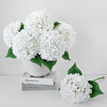 ZYTUYO 5 Pcs Pure White Silk Hydrangeas Artificial Flower Boho Dried Touch 20'' Faux Hydrangeas for Indoor Home Decor Kitchen Living Room Outdoor Porch Wedding Flower Arrangement