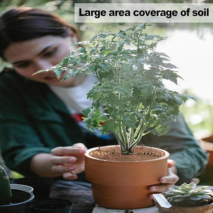 3 Pcs Plant Pot Cover, 11.8 Inch Plant Pot Grid with Stakes, Cuttable Plant Protector from Cats Digging Stopper, Flower Cover Soil Protectors for Indoor Outdoor(Brown)