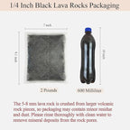 FANTIAN 2 lbs Small Black Lava Rocks for Plants,1/4 Inch Crush Volcanic Rock Pumice Soil Additive for Succulent Aquarium Cactus Bonsai Fire Pits and Garden Landscaping