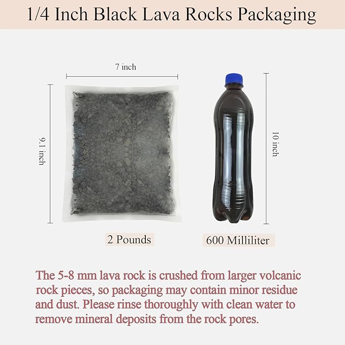 FANTIAN 2 lbs Small Black Lava Rocks for Plants,1/4 Inch Crush Volcanic Rock Pumice Soil Additive for Succulent Aquarium Cactus Bonsai Fire Pits and Garden Landscaping