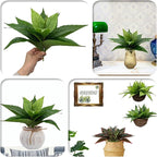 Artificial Agave Fake Plant, 10 Inches Faux Shrubs Bushes Plants for Indoor Outdoor Bedroom Garden Greenery UV Resistant Leaves Decor Wedding Party Office Planter Filler DIY Decoration Green 2 Pack