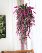 RECUTMS Fake Monkey Plants Hanging Eucalyptus Vines Fake Vines Faux Hanging Plants for Outdoor Garden Yard Backdrop Decor Indoor Room Table Wall Home Hanging Decoration(Fuchsia)