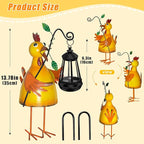 Solar Garden Decor Outdoor Statue, Metal Chicken with Solar Lantern for Outdoor, Yard, Patio Decor, Unique Birthday Gifts for Women Mom Grandma Cute Housewarming Gifts