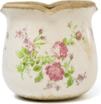 Dosayes Rustic Ceramic Planter, 6 Inch Tuscan Vintage Flower Pot with Drainage, Farmhouse Garden Pot for Indoor Plants, Kitchen & Garden Tuscan Decor, Plant Lover Gift (Pink)