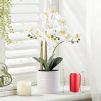 Artificial Orchid Flowers Fake Phalaenopsis Plant in Pot, 23" Tall Faux Orchids for Home Decor Indoor, Lifelike Silk Flowers for Centerpieces Office Arrangement-White
