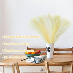 SeptCat 60 Pcs Pampas Grass Decor 21.7" Fluffy Faux Short White Yellow Pampas Grass Artificial Small Pompas Grass Flower Vase Filler for Home Wedding Decoration