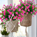 Grunyia 10 Bundles Artificial Fake Flowers, Faux Outdoor Plastic Plants UV Resistant Shrubs Outside Indoor Decorations (Pink-Eucalyptus)