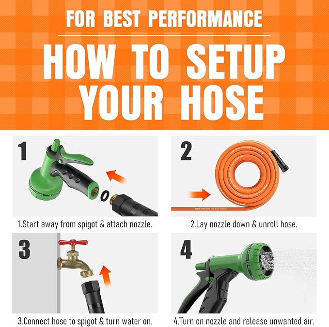 Garden Hose 6 ft x 5/8", NON-EXPANDING Flexible Water Hose, Kink Resistant Lightweight Hybrid Hose, Leakproof Yard Hose with Male to Female Fittings