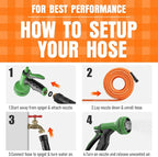 Garden Hose 25 ft x 5/8", NON-EXPANDING Flexible Water Hose, Kink Resistant Lightweight Hybrid Hose, Leakproof Yard Hose with Male to Female Fittings