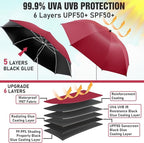 2 PACK Beach Umbrella with Clamp, 360 ° Adjustable Umbrellas for Chair, UPF50+ Umbrella for Beach Chair, Patio Chair, Wheelchair, Camping Chair, Golf Carts (Chair Not Included)