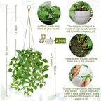 2 Pack Hanging Plant Fake Hanging Plants with LED Lights, Artificial Hanging Plant with Pots, Artificial Plants for Home Decor Wall Indoor Outdoor Office Decor