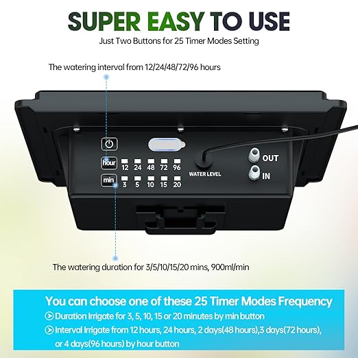 Solar Irrigation System for Garden - Skycow 2W Solar & USB Power Automatic Drip Irrigation Kit15 Potted Indoor Outdoor Garden Balcony Anti-Siphoning Plant Watering System 25 Timing Mode