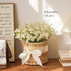 Small White Daisy Flowers Artificial,6 Bouquet/36Pcs 10 Inch Fake Daisies,Cute Spring Wildflowers for Centerpiece Table Decor