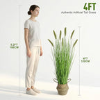 Artificial Cattail Reed Grass Plants Indoor ，Faux Cattail Grass Plant Artificial Plant Grass Outdoor,Fake Grass Tall Green Onions Fake Plant， Living Room Kitchen Office Decoration 47“1 Pcs