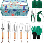 YAUNGEL Gardening Tools Set of 10 Heavy Duty Gardening Hand Tools Stainless Steel Garden Tools with Wooden Handle, Storage Garden Bag, Gardening Gifts for Women and Men