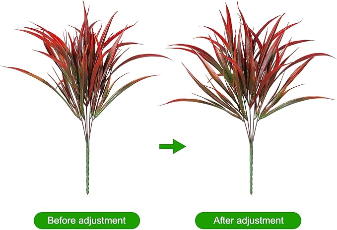 Ivydale 12Pcs Artificial Plants Outdoor Fake Plastic Grass Fall Decoration UV Resistant Faux Greenery Stems Bushes Outside Fake Plants for Planters Patio Porch Window Garden Home Decor