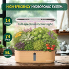Hydroponics Growing System Kit, Indoor Herb Garden, 14 Pods Upgraded LCD Display, LED Grow Light Quiet Smart Water Pump Automatic Timer, Hydroponic Planter for Home Kitchen Office (White)