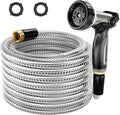 SPECILITE 1/2" 304 Stainless Steel Garden Hose, 25FT Water Pipe with Heavy Duty Metal Nozzle for Yard, Outdoor, Lawn - Flexible, Never Kink & Tangle, Puncture Resistant