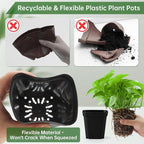 100 Pack Plant Nursery Pots 3.15 Inch, Durable Square Seedling Pots with Drainage Holes, Reusable Small Plastic Flower Pots for Seed Starting, Transplanting, Herb Garden