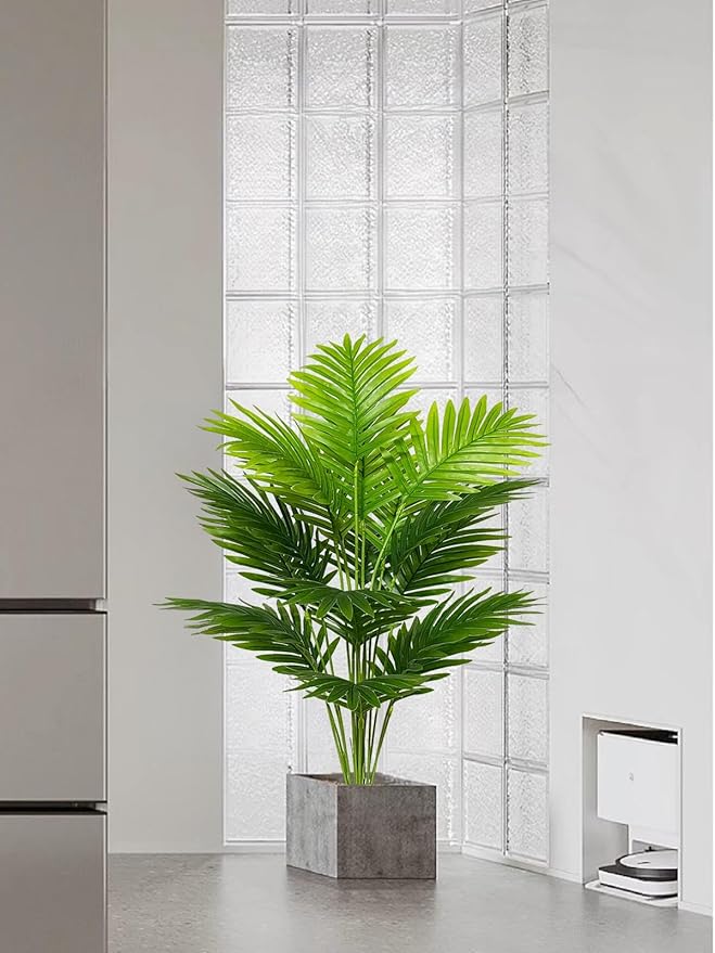 Artificial Plant in Pot Fake Tree Trunks Leaves Faux Potted for Indoor Outdoor Modern Decoration Home Office Living Room Bedroom Balcony Housewarming Gift (80cm Tall Palm)