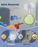Pawfly 6 Pcs Aquarium Suction Cups with Clips, Aquarium Suction Cup Clips, Clear Plastic Fish Feeding Tool, Plant Leaf Seaweed Clips, Veggie Feed Holder, Underwater Fish Feeder, Fish Tank Accessories