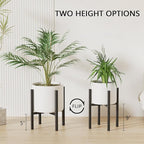 Linpla 2-Pack Adjustable Metal Plant Stand Indoor Outdoor - Fits 8 to 12 Inches Pots - Mid Century Modern Planter Stand Black Flower Pot Holder Home Decor for Gardening Gifts