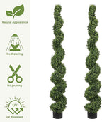 THE BLOOM TIMES 6ft Tall Spiral Topiary Trees Artificial Outdoor Set of 2, Large Faux Boxwood Fake Plants Outside UV Resistant for Front Porch Planter Garden Patio Decor 6 Foot