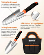 Garden Tool Set - 7 Piece Heavy Duty Stainless Steel Gardening Hand Tools with Floral Tote Bag, Non-Slip Rubber Grip, Gardening Kit Gifts for Women Mom