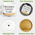 Kwtzkuo® Emotional Support Plant, Funny Succulent Pots, 3.5 inch Ceramic Flower Plant Pots, Cute Cactus Planters with Drainage Hole, Small Cute Planter Gift