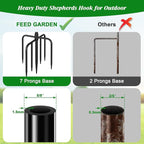 FEED GARDEN Adjustable Shepherd Hook Bird Feeder Pole with 7 Prongs Base, 108 Inch Tall 5/8 Inch Thick, Heavy Duty Outdoor Garden Poles for Hanging Bird Feeders, Plant Baskets, Black (2 Pack)
