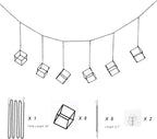 6 Pack Metal Hanging Air Plant Holders - Geometric Black Cube Tillandsia Hangers with Long Chains, Wall or Ceiling Mount for Small Air Plants, Home & Office Boho Decor (Individual or Combined Use)
