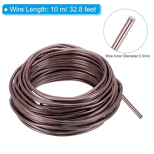 PATIKIL 3.5mm Bonsai Training Wire, 1 Roll Floral Wire Stems Anodized Aluminum Tree Wire 32.8 Feet Total for Gardening Branch Fixing, Brown