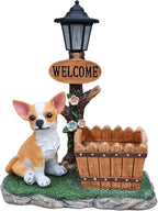Animal Outdoor Statue Planter Solar Light Welcome Garden Sculpture Resin Flower Pot Decorative Porch Patio Yard Lawn Entryway Figurine with LED Lamp Rustic Plant Holder Ornament Courtyard (H)