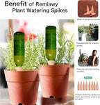 REMIAWY Plant Watering Devices - Terracotta Vacation Self Plant Waterer Spikes Wine Bottle Stakes Slow Release Devices for Indoor Outdoor Plants (8 Pack)