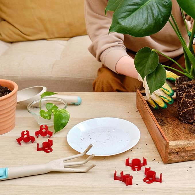 Goaste 100 Pack Plant Training Clips, 90 Degrees Plant Stem Bender, Low Stress Plant Branch Trainer Clips for Flowers, Vegetables (Circle Style,Red)