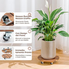 Bamworld14 Inch Wood Plant Caddy with Wheels – Heavy-Duty Plant Dolly with 240 Lbs Capacity, 360° Lockable Wheels for Large Plant Pots, Heavy Objects, Ideal for Indoor and Outdoor Use 2-Pack